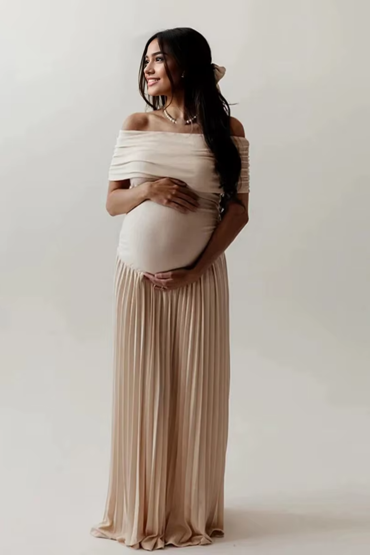 Off Shoulder Maxi Maternity Dress