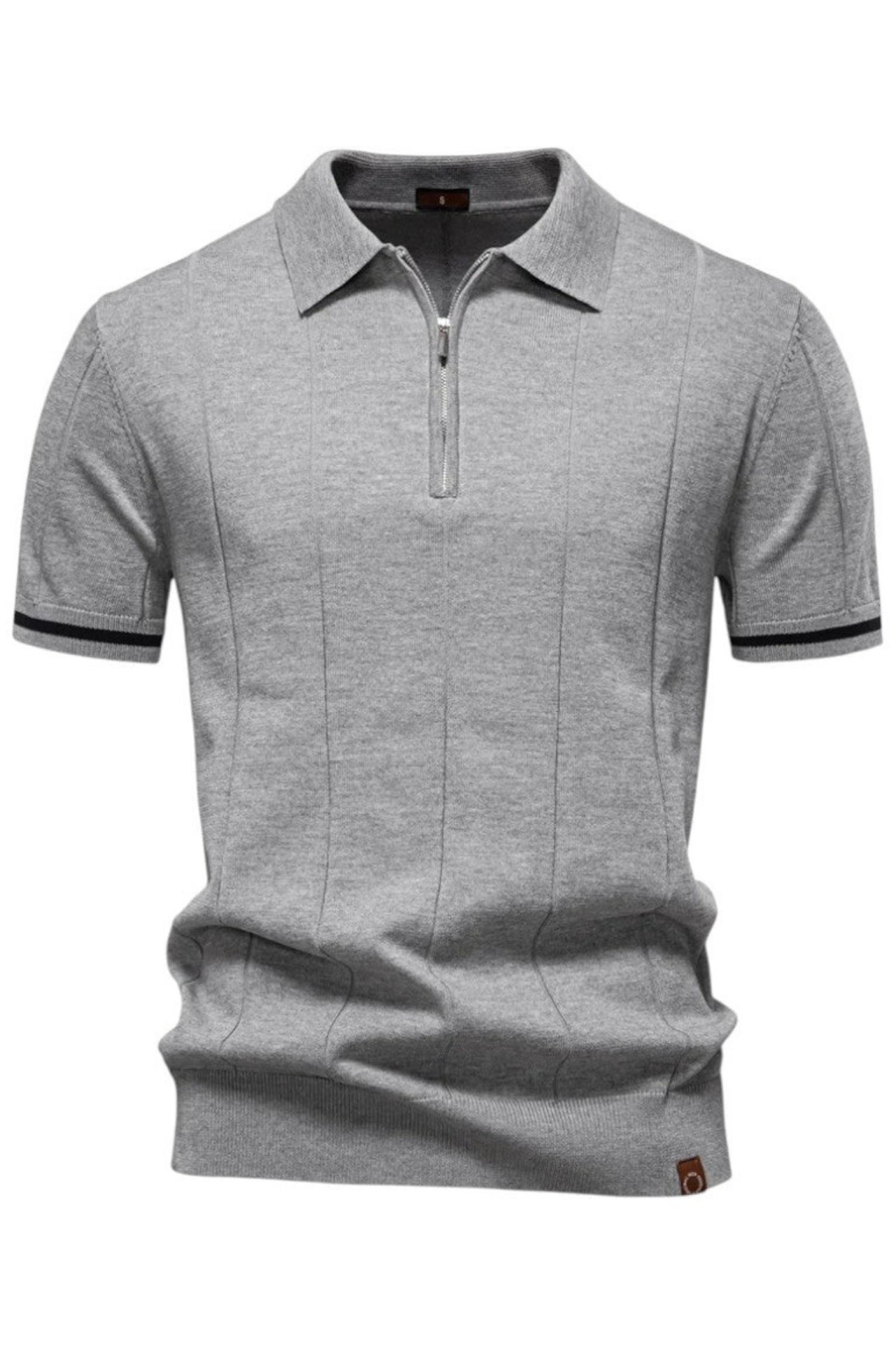 Strikket Poloskjorte med Glidelås