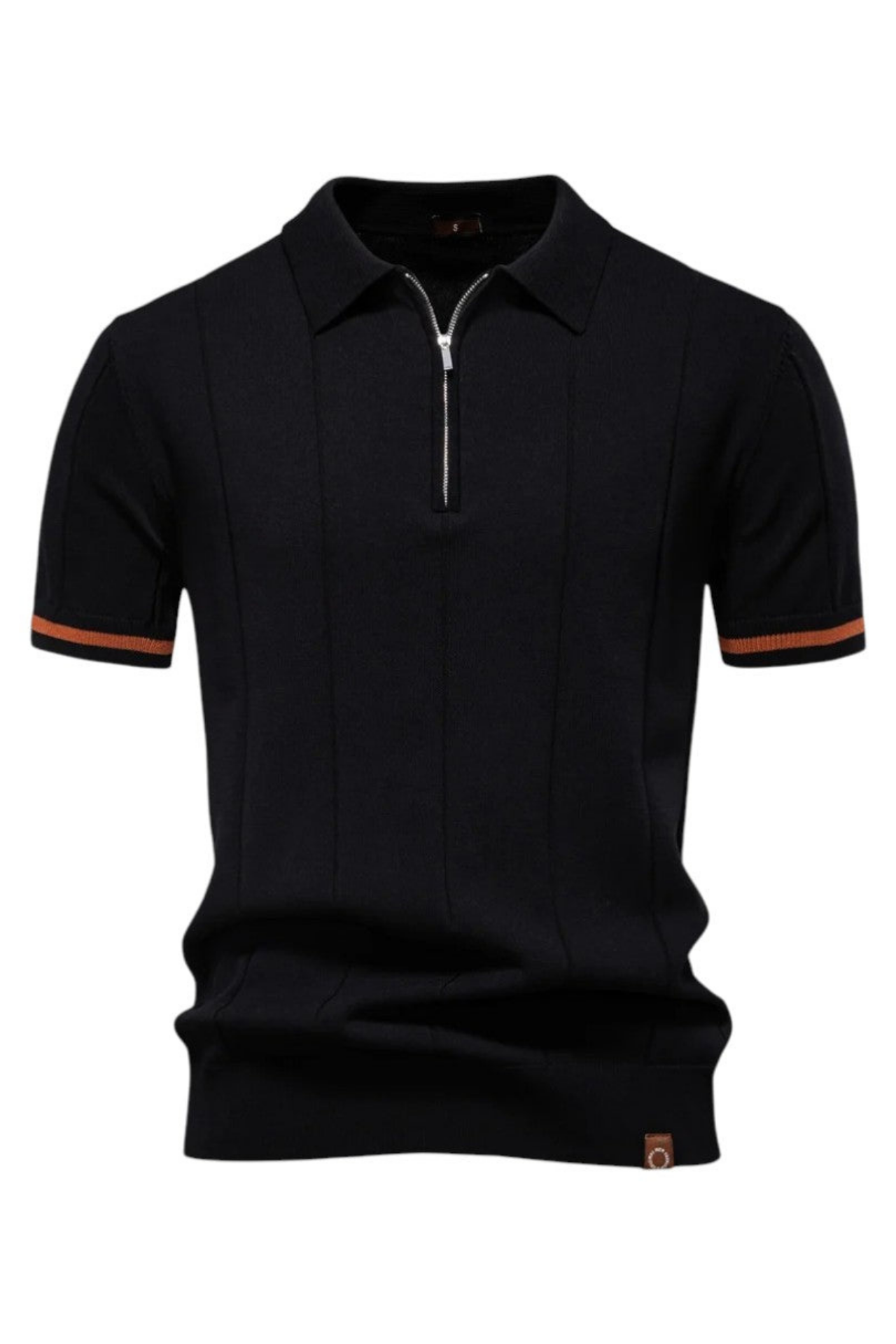 Strikket Poloskjorte med Glidelås