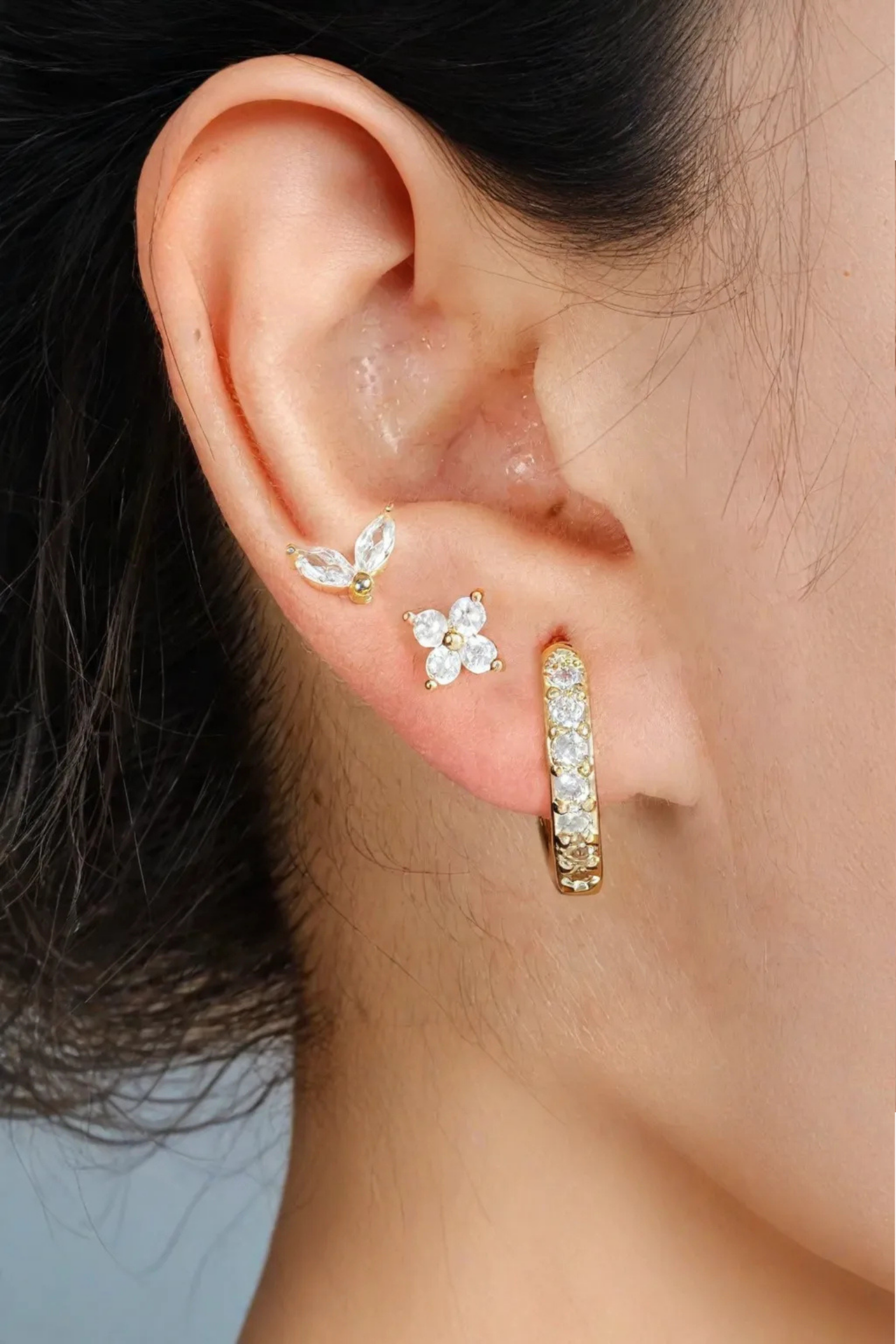 Fylaro - 3-delig sett med øredobber i gull