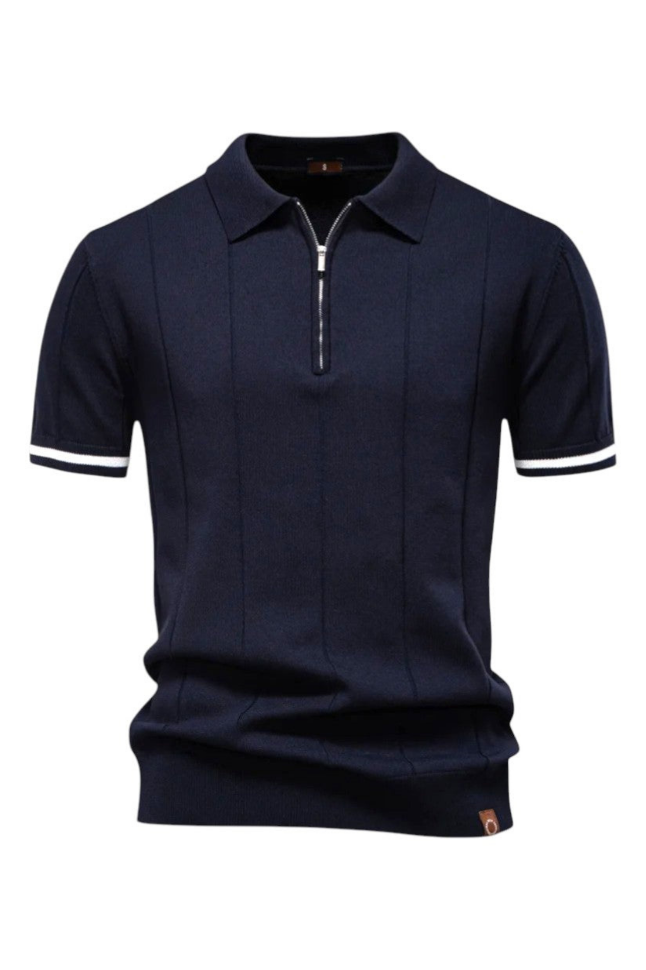 Strikket Poloskjorte med Glidelås