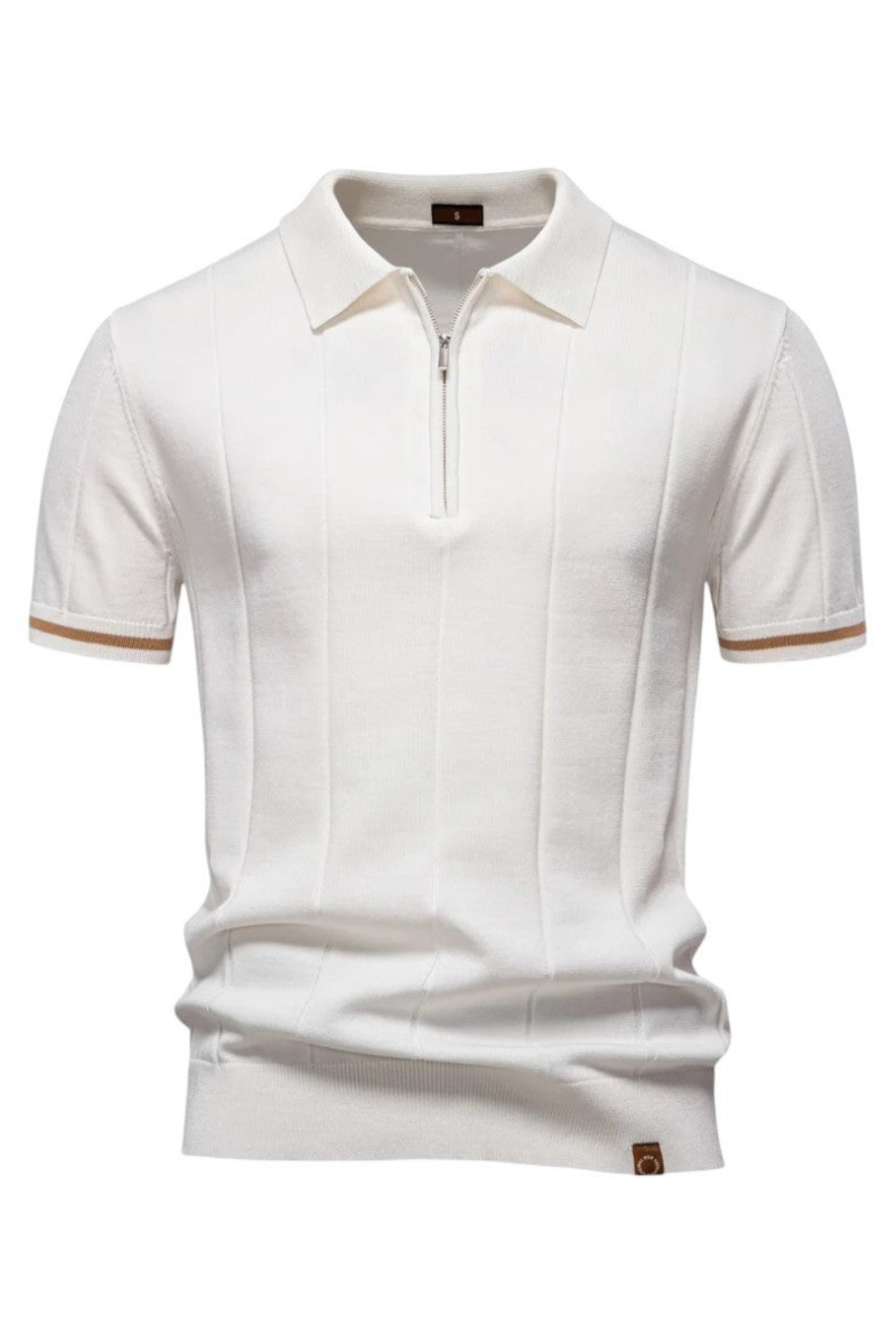 Strikket Poloskjorte med Glidelås