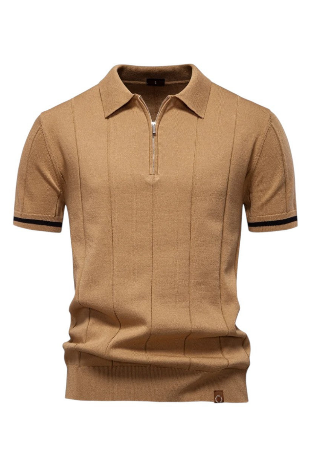 Strikket Poloskjorte med Glidelås