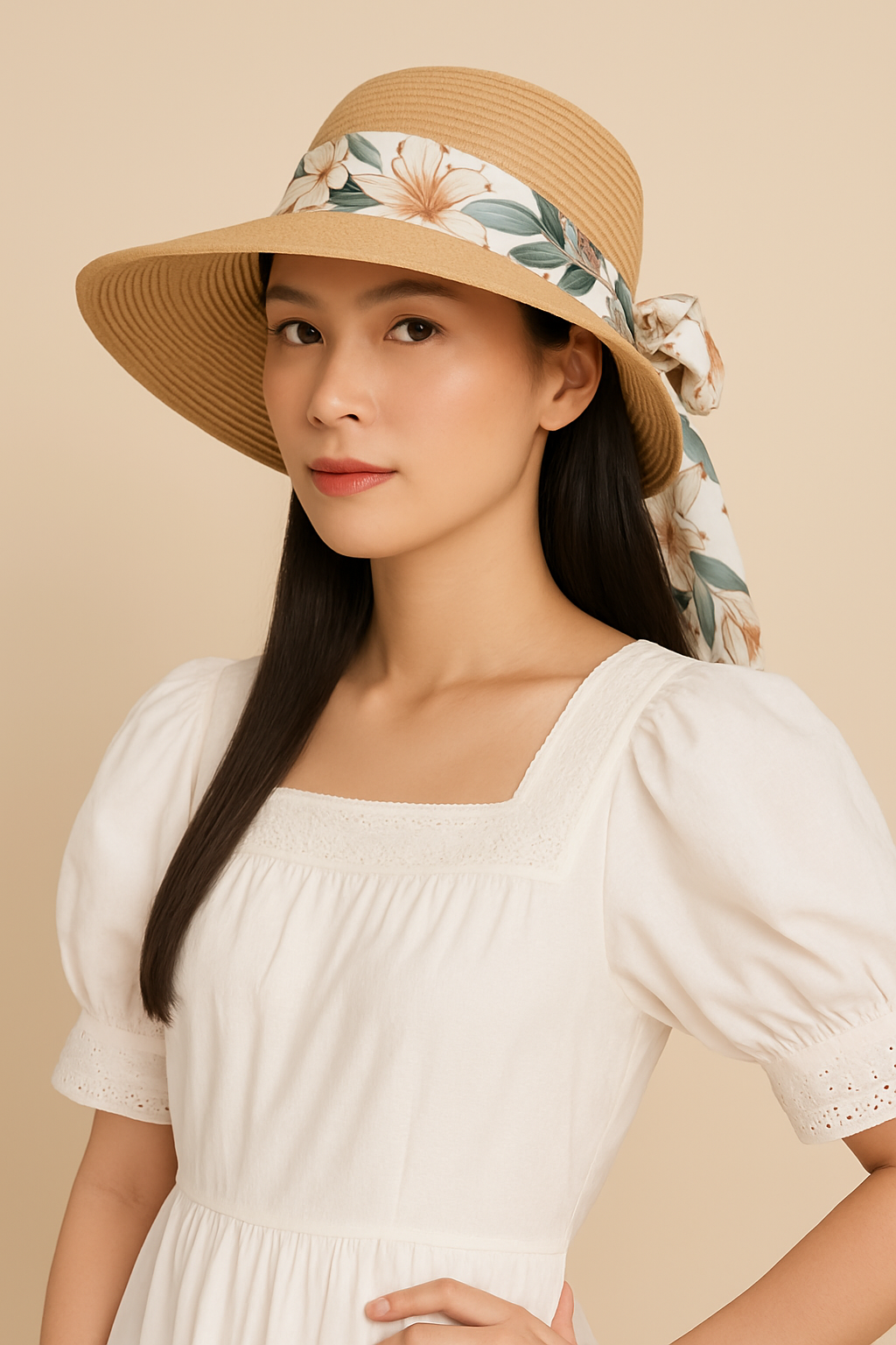 Fylaro - strandhatt med skjerf