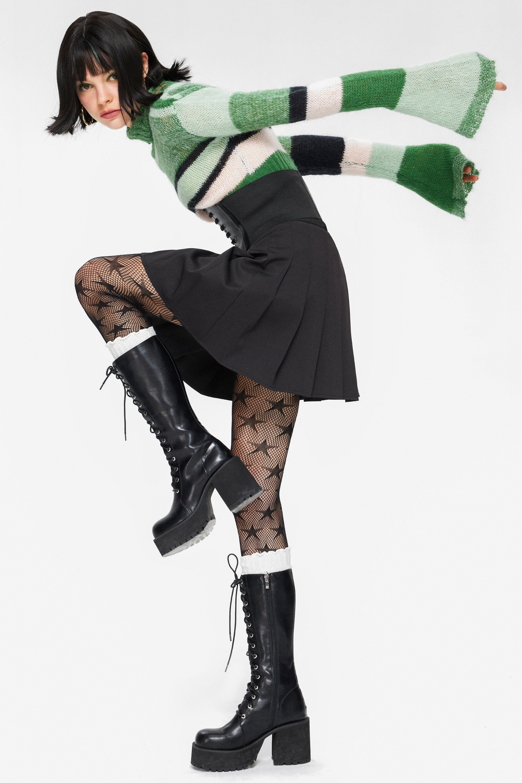 Plissé miniskjørt svart