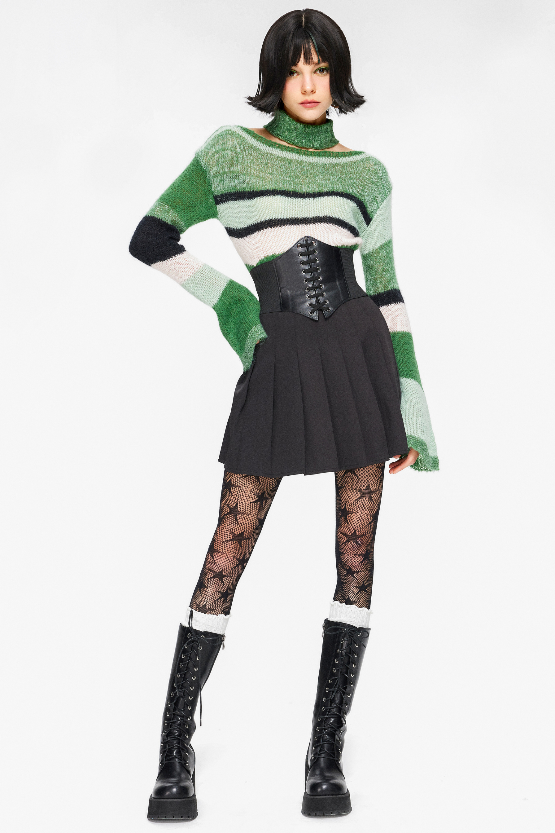 Plissé miniskjørt svart