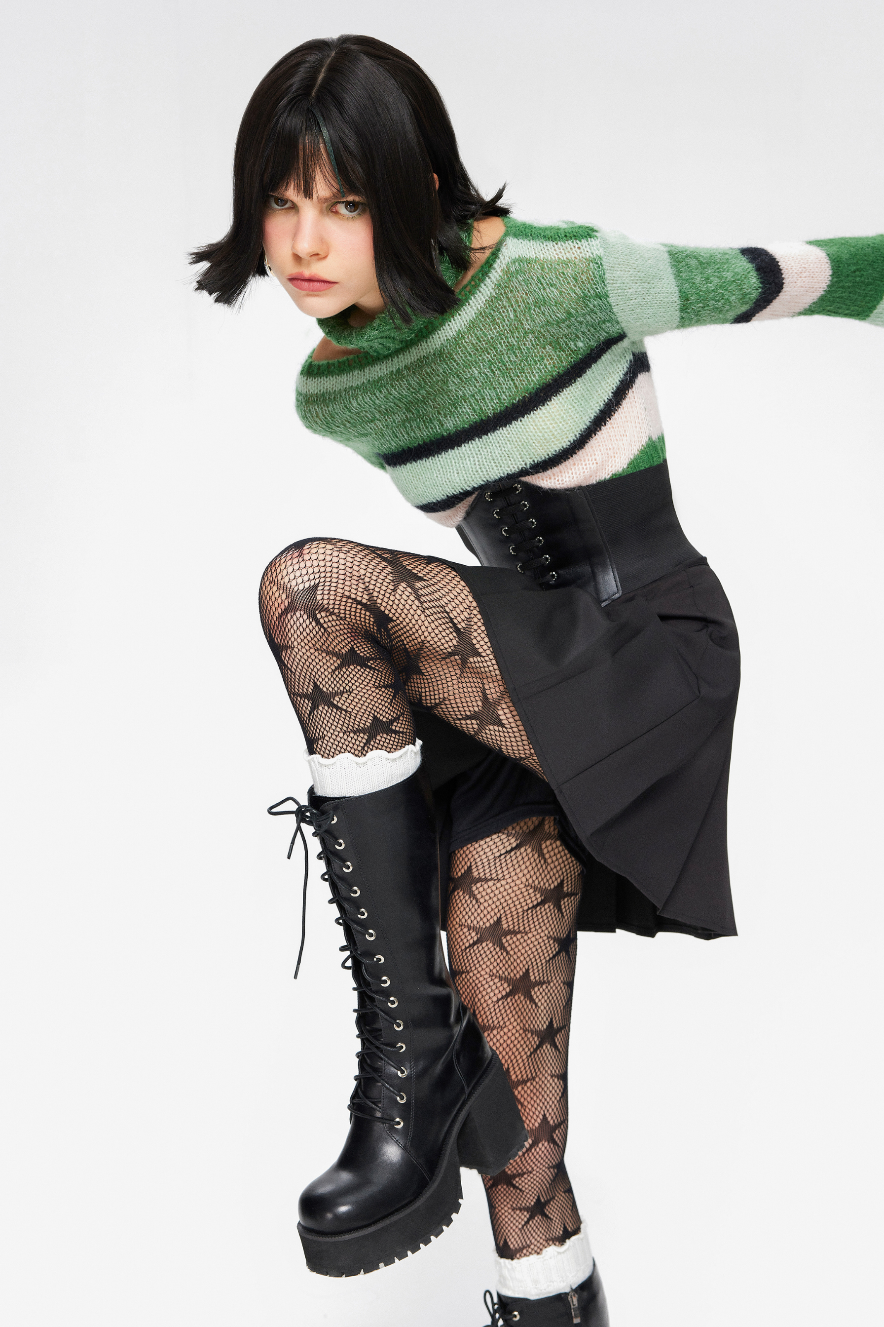 Plissé miniskjørt svart