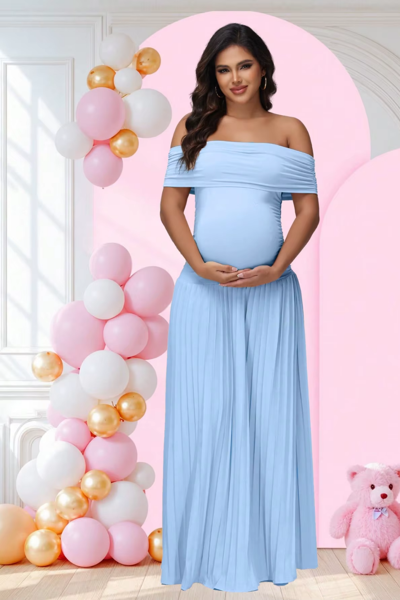 Off Shoulder Maxi Maternity Dress