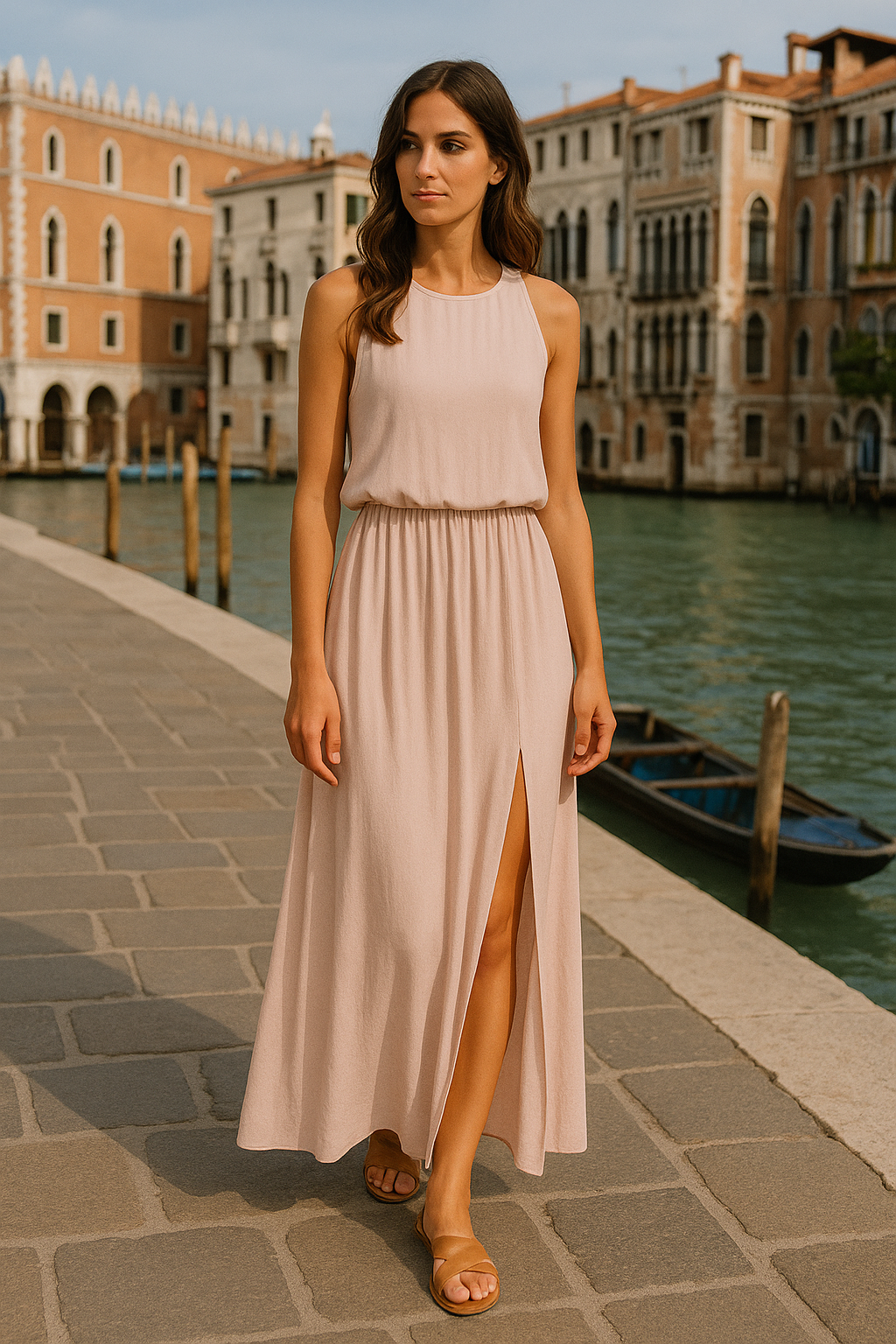 Fylaro - Luftig sommerkjole i beige