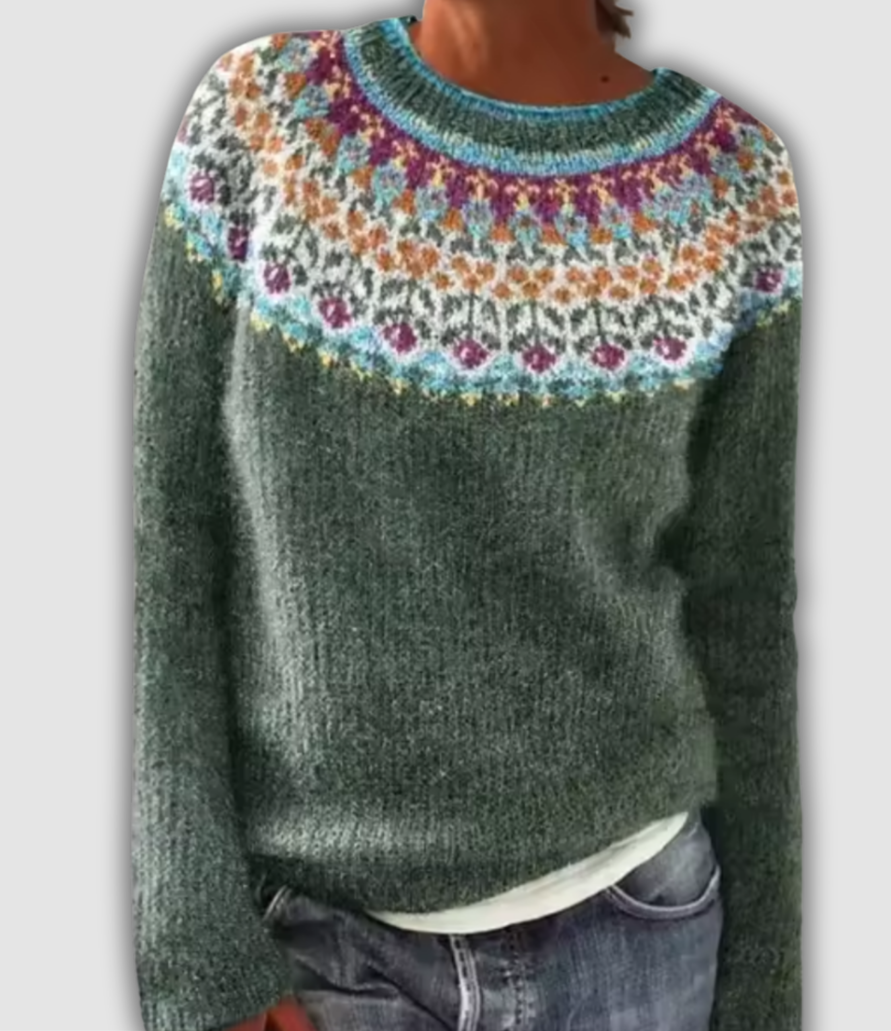 Celina - Strikkegenser med fargerikt mønster