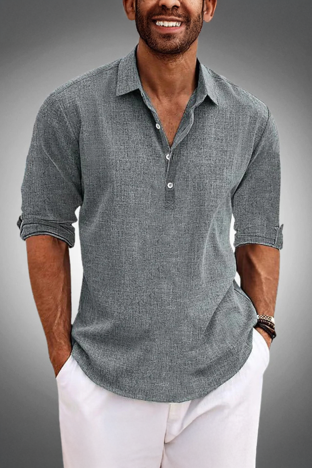 Casual Lin Skjorte for Menn