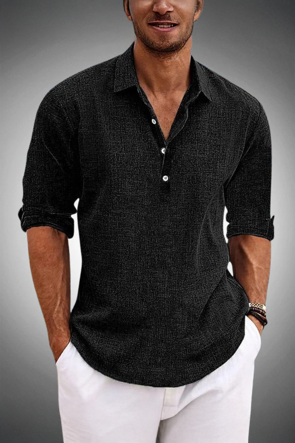 Casual Lin Skjorte for Menn
